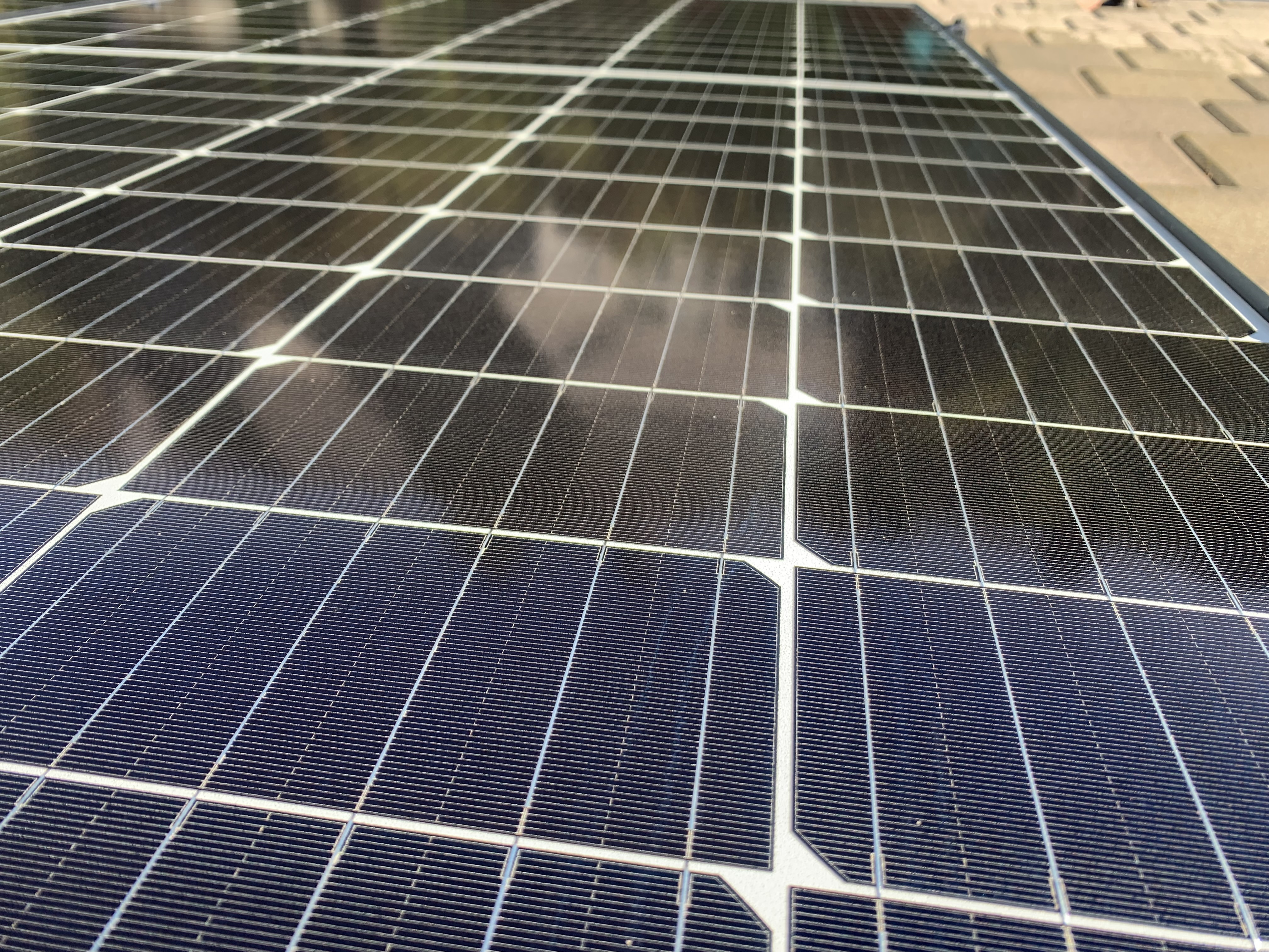 After — Livermore solar array clean, uniform reflectivity restored