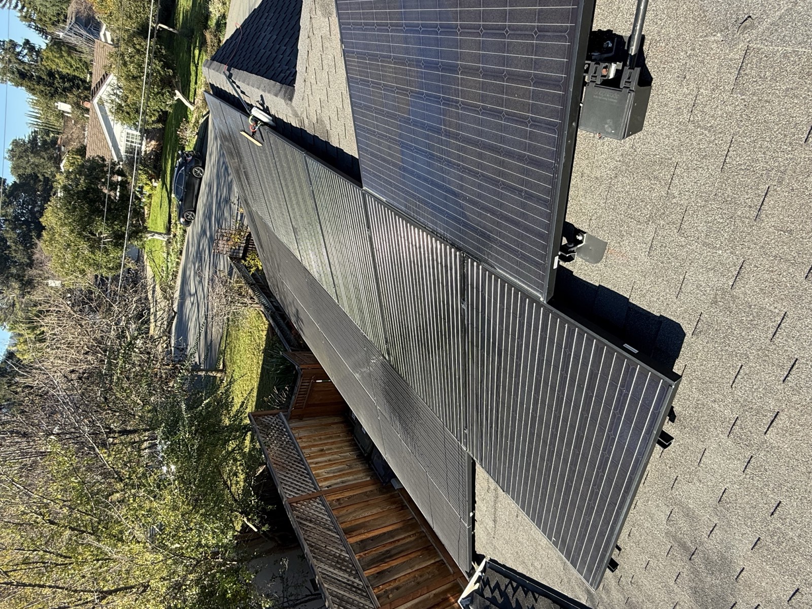 Before — Los Altos solar panels with dust and bird droppings before cleaning