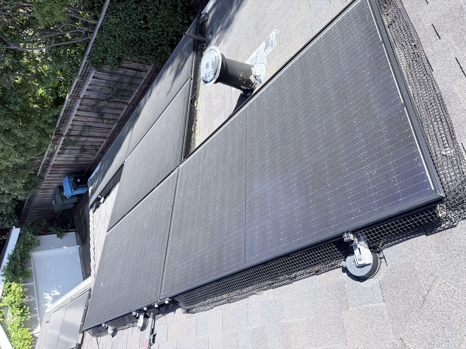 Before — Menlo Park solar array showing pollen and organic film buildup
