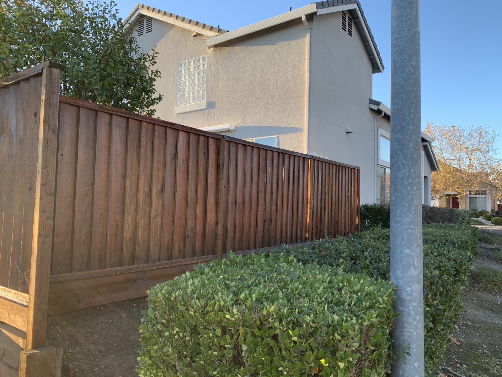 Final — Milpitas fence staining complete, even coverage on all boards