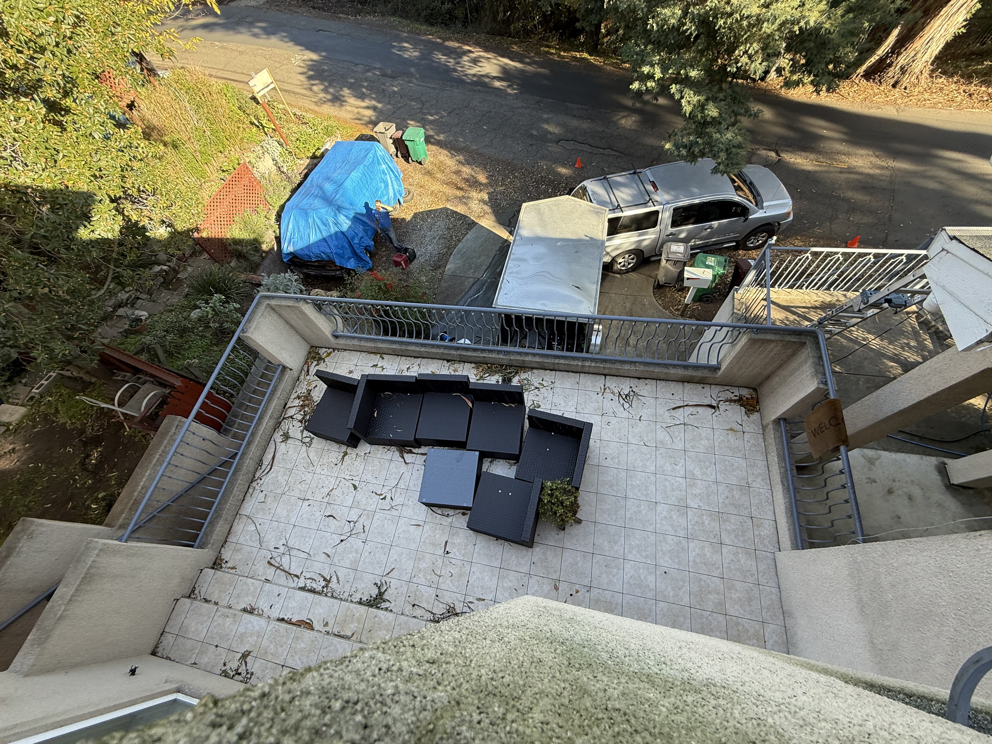 Before — Oakland Hills exterior surface with organic buildup before cleaning