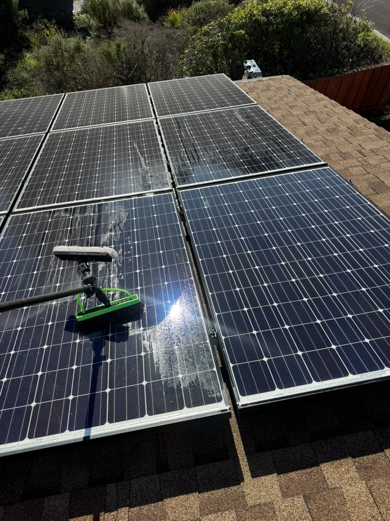 Before — San Ramon solar panels with dust and bird droppings before cleaning