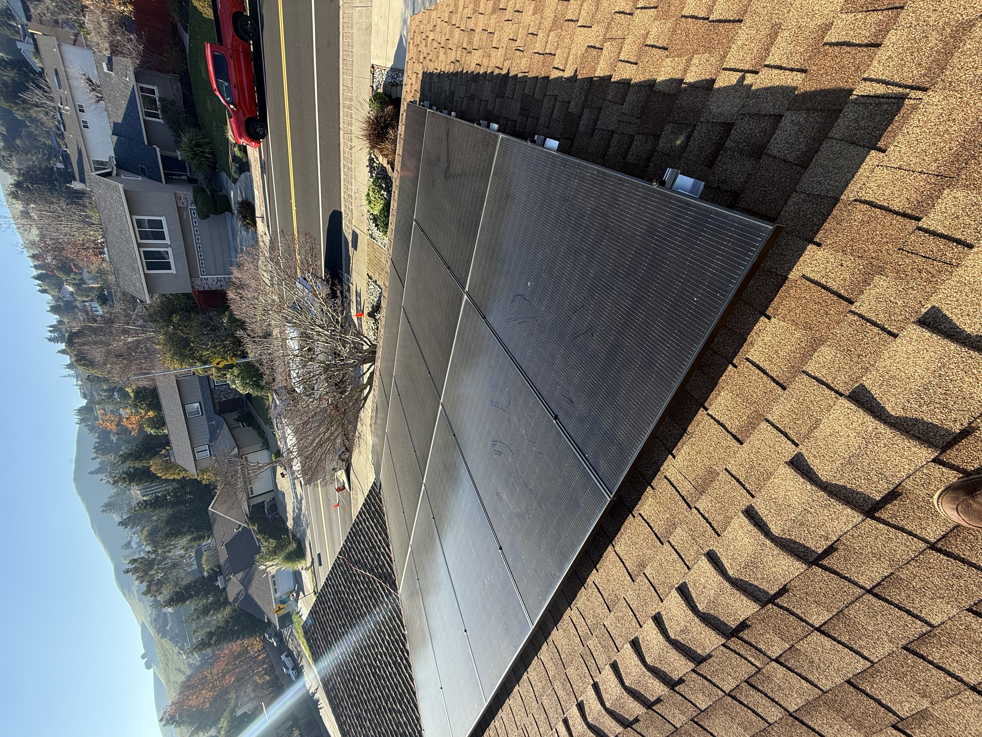 Before — San Ramon solar array with pollen and Tri-Valley dust before service